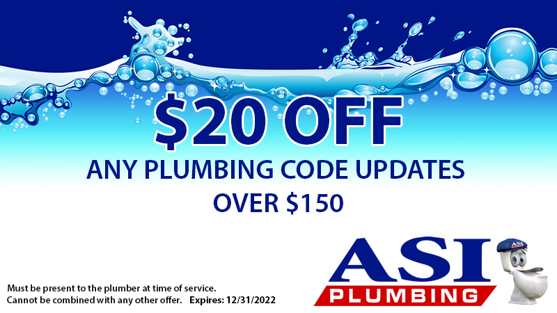 $20 off - Any Plumbing Code Updates Over $150 - ASI Plumbing, serving Louisville, KY and Southern Indiana